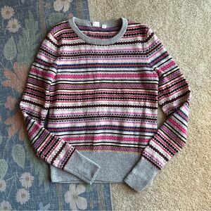 GAP Fair Isle Multicolor Striped Crew Neck Sweater